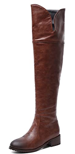 REKALFO Winterstiefel aus weichem Leder mit runder Zehenpartie und Reißverschluss für Damen Braun 37 EU von REKALFO