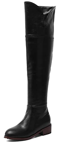 REKALFO Winterstiefel aus weichem Leder mit runder Zehenpartie und Reißverschluss für Damen Schwarz 40 EU von REKALFO