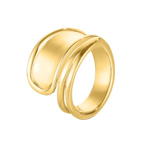 Ringe für Damen nicht anlaufen S925 Sterling Silber Stapelbares Ring-Set Verstellbares Band Modeaccessoires für Damen Eleganter Schmuck für die tägliche Kleidung der Party Hochzeit Gold von REKALFO