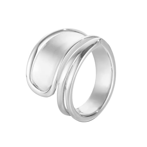 Ringe für Damen nicht anlaufen S925 Sterling Silber Stapelbares Ring-Set Verstellbares Band Modeaccessoires für Damen Eleganter Schmuck für die tägliche Kleidung der Party Hochzeit Silber von REKALFO