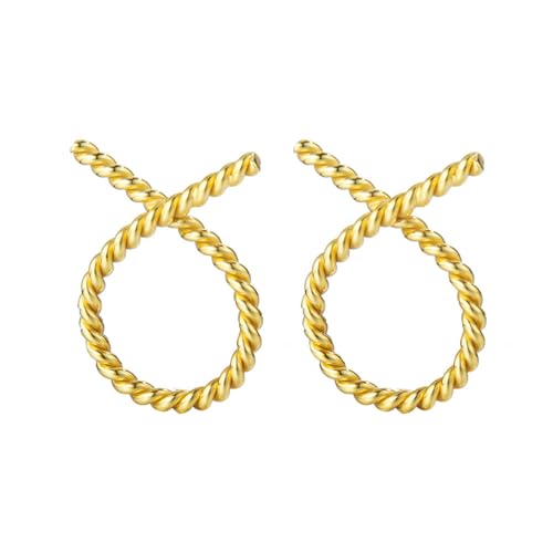 S925 Ohrringe aus Sterlingsilber 18 Karat vergoldet Leichtes, elegantes Twist-Design Mode Niedlicher Schmuck für Frauen Perfekt für den täglichen Party-Abschlussball Gold von REKALFO