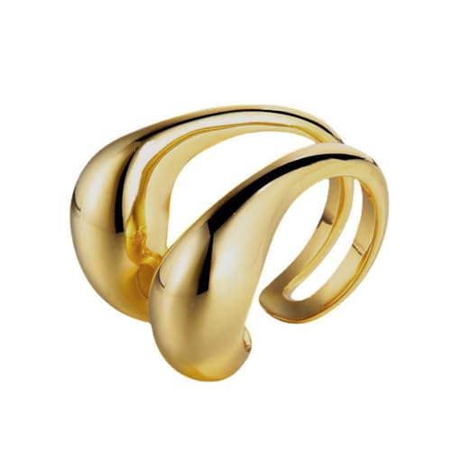 S925 Ringe aus Sterlingsilber Verstellbares Wrap-Design Moderner minimalistischer Schmuck Stylische Alternative zu Gold Accessoires für Damen Ideal für die Hochzeit auf dem Abschlussball Gold von REKALFO