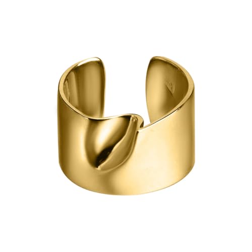 S925 Ringe aus Sterlingsilber für Damen Chunky Offener Bandring 18K Vergoldet Statement SchmuckMutiger Punk Stil Hypoallergenes Abschlussgeschenk Ideal für den Party-Ball-Urlaub Gold von REKALFO