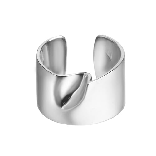 S925 Ringe aus Sterlingsilber für Damen Chunky Offener Bandring 18K Vergoldet Statement SchmuckMutiger Punk Stil Hypoallergenes Abschlussgeschenk Ideal für den Party-Ball-Urlaub Silber von REKALFO