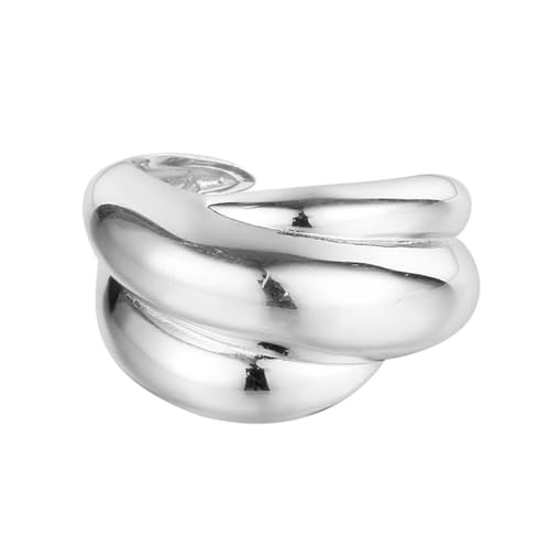 S925 Sterling Silber Eheringe für Frauen 18 Karat vergoldet Klobiger Statement-Schmuck Verstellbare stapelbare Ringe für Party Prom Hochzeit Silber von REKALFO