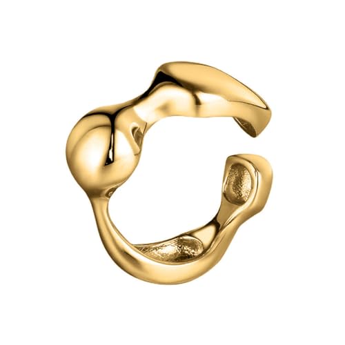 S925 Sterling Silber Gold Ringe für Damen 18 Karat Weißgold & vergoldet Verstellbare Eheringe Eleganter süßer klobiger Schmuck Perfekt für Party Abschlussfeier Casual Gold von REKALFO