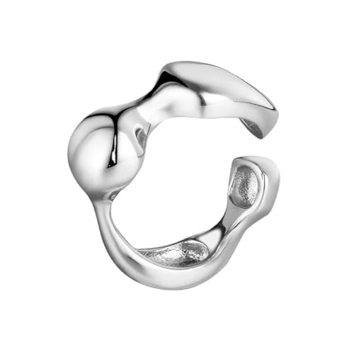 S925 Sterling Silber Gold Ringe für Damen 18 Karat Weißgold & vergoldet Verstellbare Eheringe Eleganter süßer klobiger Schmuck Perfekt für Party Abschlussfeier Casual Silber von REKALFO