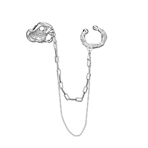 S925 Sterling Silber Kette Ear Cuff nicht anlaufen Leichte hypoallergene Ohrringe für Frauen Punk Gothic Doppel Piercing Modeschmuck für Party Prom Hochzeit Silber S925 Sterling Silber Kette Ear Cuff nicht anlaufen Leichte hypoallergene Ohrringe für Frauen Punk Gothic Doppel Piercing Modeschmuck für Party Prom Hochzeit Silber von REKALFO