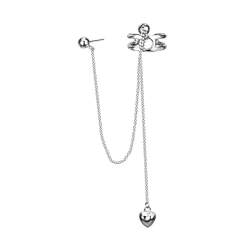 S925 Sterling Silber Kette Ohrhänger für Frauen nicht anlaufen Leichter hypoallergener Doppelpiercing-Sommerschmuck mit Herzanhänger Perfekt für die tägliche Kleidung der Partyhochzeit Silber von REKALFO