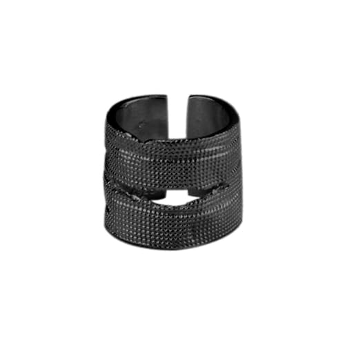 S925 Sterling Silber Nicht anlaufende Goldringe Klobiger, verstellbarer offener Ring Handgemachte Scratch Textur Modeaccessoires für Party Hochzeit Casual Schwarz von REKALFO