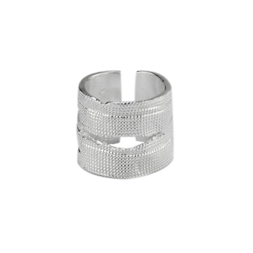 S925 Sterling Silber Nicht anlaufende Goldringe Klobiger, verstellbarer offener Ring Handgemachte Scratch Textur Modeaccessoires für Party Hochzeit Casual Silber von REKALFO
