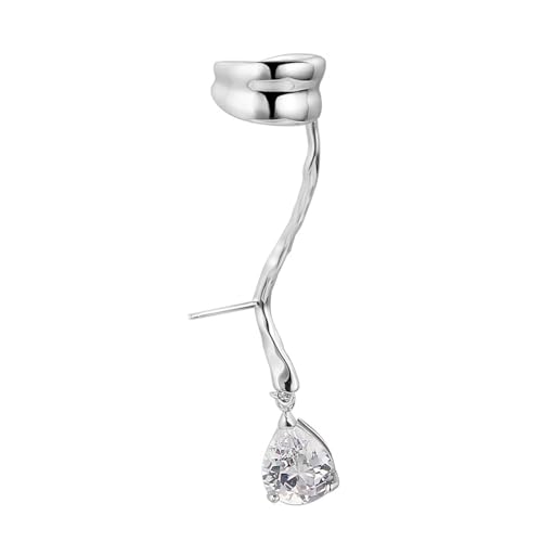 S925 Sterling Silber Ohrringe Ear Cuff für Frauen Weißvergoldet Hypoallergen mit Diamond Charm Leichter stilvoller doppelter Piercing süßer Schmuck für Hochzeit Abschlussfeier Silber von REKALFO