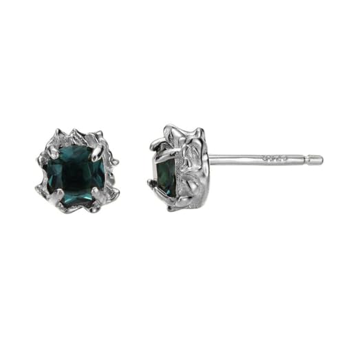 S925 Sterling Silber Ohrstecker für Damen 18 Karat vergoldet mit grünem Edelstein Hypoallergener minimalistischer Damenschmuck für den täglichen Gebrauch Party Prom Silber von REKALFO