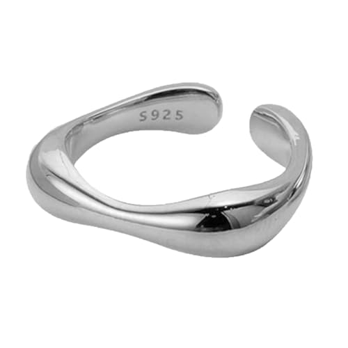 S925 Sterling Silber Ring für Frauen nicht anlaufen 18 Karat vergoldet Verstellbares offenes Band Twisted Statement Minimalistischer Schmuck Modeaccessoires für den Alltag Silber von REKALFO