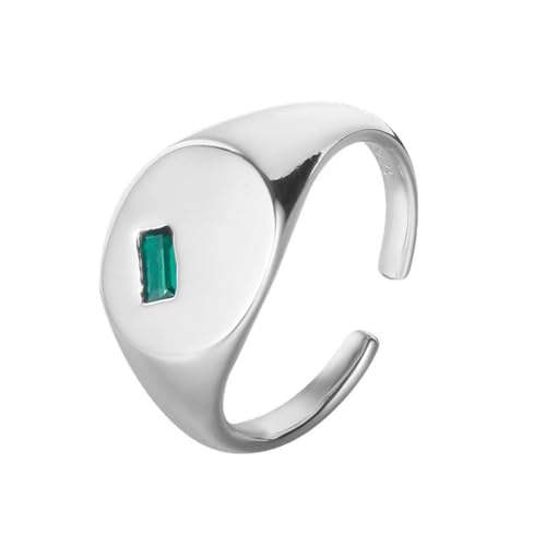 S925 Sterling Silber Ringe 18K vergoldet Elegantes modernes Design mit grünem Kristall Hypoallergene, nicht anlaufende, verstellbare Goldringe für Frauen Perfekt für Hochzeitsfeiern Casual Silber von REKALFO
