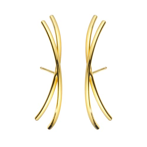 S925 Sterling Silber Twist Ohrstecker für Damen 18 Karat vergoldet Leichter hypoallergener westlicher Schmuck für den täglichen Gebrauch Hochzeitsfeier Gold von REKALFO