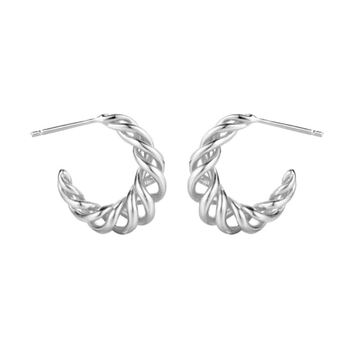 S925 Sterling Silber Twisted Creolen für Frauen Trendy 18 Karat vergoldet Kleine, leichte, hypoallergene Creolen Eleganter Sterlingsilber Schmuck für den täglichen Gebrauch Party Silber von REKALFO