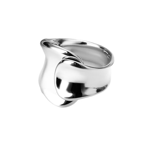 S925 Sterling Silber Wide Band Ring Klobiges, minimalistisches Siegeldesign Hochglanzpolierte Statement-Schmuckringe für Frauen laufen nicht an Modeaccessoires für die Hochzeit Silber von REKALFO