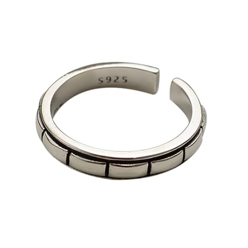 S925 Sterlingsilber Stapelbare Ringe für Damen Verstellbares Vintage-Ring-Set mit offenem Band Hypoallergene Modeaccessoires für Partys, Hochzeiten und Freizeitkleidung Silber von REKALFO