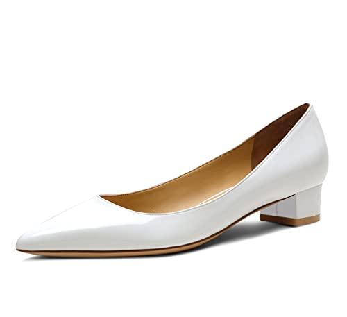 Spitz zulaufend Blockabsätze Schuhe für Frauen Schlupf auf Frauen Pumpe Mode Elegante Niedliche Graduation Heels Weiß 3cm 39.5 EU Spitz zulaufend Blockabsätze Schuhe für Frauen Schlupf auf Frauen Pumpe Mode Elegante Niedliche Graduation Heels Weiß 3cm 39.5 EU von REKALFO