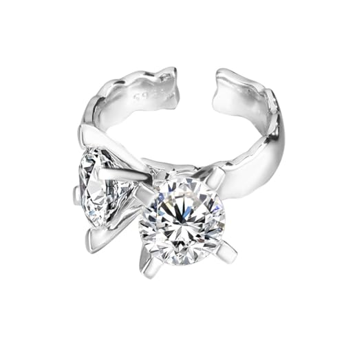 Verlobungsringe für Damen S925 Sterling Silber Schmetterling Statement Ring mit Zirkonia Eleganter, verstellbarer Modeschmuck für den täglichen Gebrauch des Reiseabschlussballs Silber von REKALFO