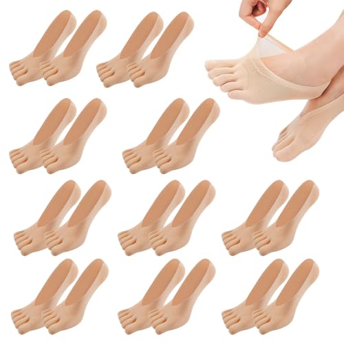 REKYO 10 Paare Frauen Zehen Socken fünf Finger Socken weich und atmungsaktiv Low-Cut Ankle Socks Seidenstrümpfe für Mädchen, Frauen (Haut-10) von MOAMUN