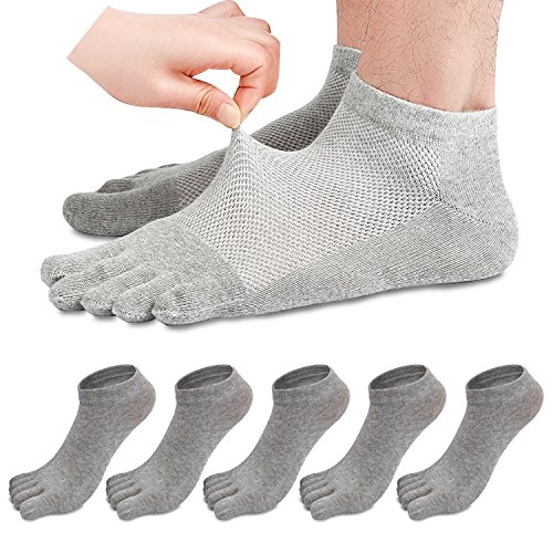 MOAMUN 5 Paare Männer Zehen Socken Low Cut fünf Finger Socken weichen und atmungsaktiven niedrig geschnittene Baumwollsocken für Männer (Grau) von MOAMUN