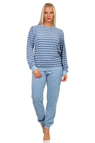 Damen Frottee Pyjama Langarm Schlafanzug mit Bündchen - 212 201 90 801, Farbe:hellblau, Größe:40-42 von RELAX by Normann