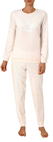 Damen Frottee Pyjama Langarm Schlafanzug mit Bündchen und Sterne Optik - 291 201 13 942, Farbe:Rose, Größe:36/38 von RELAX by Normann
