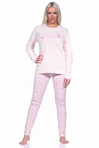 RELAX by Normann Damen Langarm Schlafanzug Pyjama mit Allover Druck und Frontprint - 191 201 10 856, Farbe:rosa, Größe:44-46 von RELAX by Normann