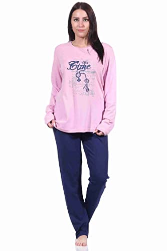 RELAX by Normann Damen Langarm Schlafanzug Pyjama mit Frontprint - 212 201 10 900, Farbe:Navy, Größe:40-42 von RELAX by Normann