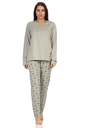 Damen Schlafanzug, Pyjama Langarm in toller Sterne-Optik 66537, Farbe:grau, Größe:36-38 von RELAX by Normann