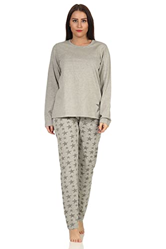 Damen Schlafanzug, Pyjama Langarm in toller Sterne-Optik 66537, Farbe:grau, Größe:44-46 von RELAX by Normann