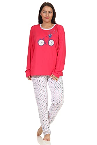 Damen Schlafanzug Langarm, Pyjama in frühlingshafter Optik mit Punkten - 66538, Farbe:pink, Größe:36-38 von RELAX by Normann