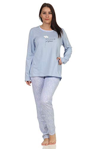 RELAX by Normann Damen Schlafanzug Pyjama Langarm mit tollen Blümchen Design - 66633, Farbe:blau, Größe:40-42 von RELAX by Normann