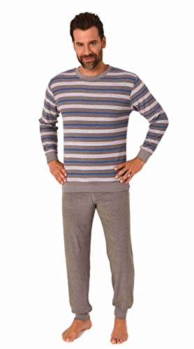 Edler Herren Frottee Pyjama Schlafanzug mit Bündchen - auch in Übergrössen - 222 13 802, Farbe:grau, Größe:58 von RELAX by Normann