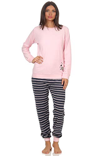 Eleganter Damen Frottee Pyjama Schlafanzug mit Bündchen und Herz Motiv - 291 201 13 570, Farbe:rosa, Größe2:44/46 von RELAX by Normann