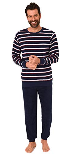 Eleganter Herren Frottee Pyjama Schlafanzug mit Bündchen - Streifenoptik - 291 101 13 787, Größe2:50, Farbe:Navy von RELAX by Normann