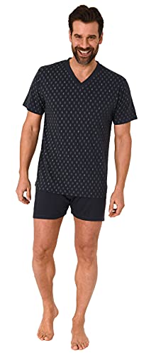 RELAX by Normann Eleganter Herren Schlafanzug Kurzarm Pyjama Shorty mit V-Hals - 122 105 10 600, Farbe:grau, Größe:48 von RELAX by Normann