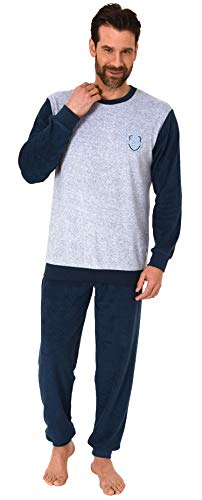 Herren Frottee Pyjama Langarm Schlafanzug mit Bündchen - 212 101 13 801, Farbe:grau-Melange, Größe:50 von RELAX by Normann