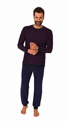 Herren Langarm Frottee Pyjama Schlafanzug mit Bündchen - auch in Übergrössen - 222 13 803, Farbe:rot, Größe:60 von RELAX by Normann