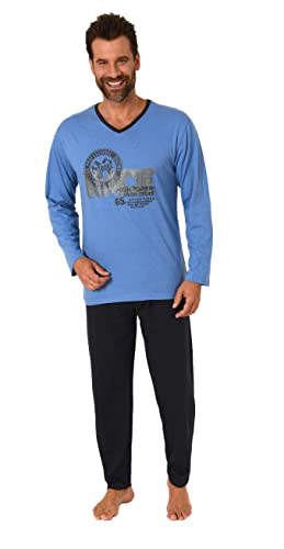 Lässiger Herren Pyjama Langarm Schlafanzug in toller Optik - 212 101 10 901, Farbe:blau, Größe:48 von RELAX by Normann