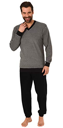 RELAX by Normann Lässiger Herren Frottee Pyjama Langarm mit Bündchen in Ringel - Optik - 291 101 13 784, Größe2:54, Farbe:grau von RELAX by Normann