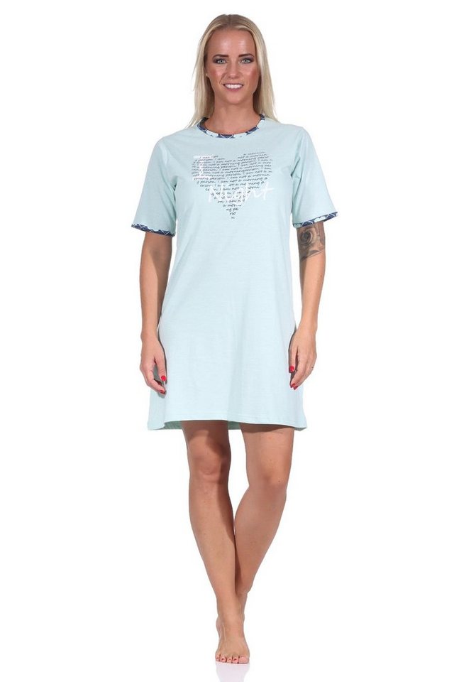 RELAX by Normann Nachthemd Cooles Damen kurzarm Nachthemd Bigshirt mit Herz Motiv - 122 10 603 von RELAX by Normann