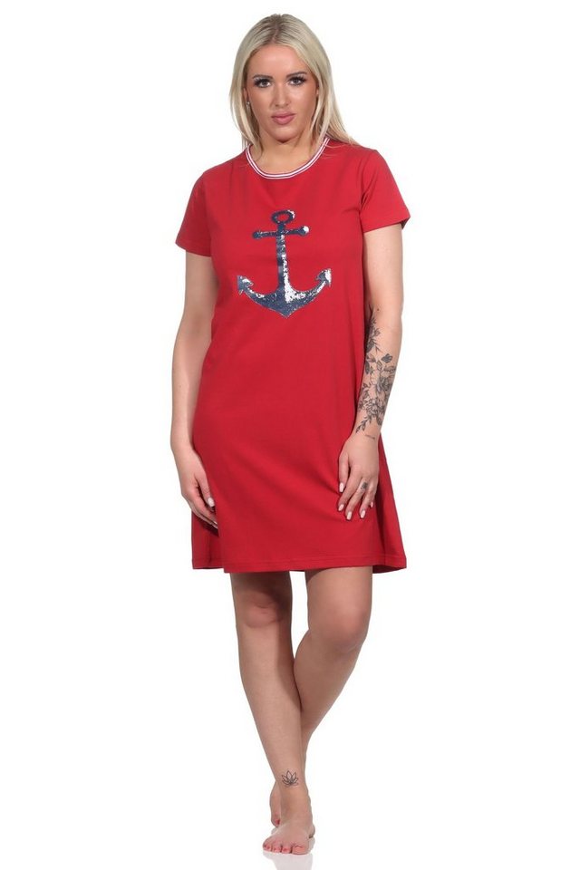 RELAX by Normann Nachthemd Maritimes Damen kurzarm Nachthemd mit Anker-Motiv - 122 10 755 von RELAX by Normann