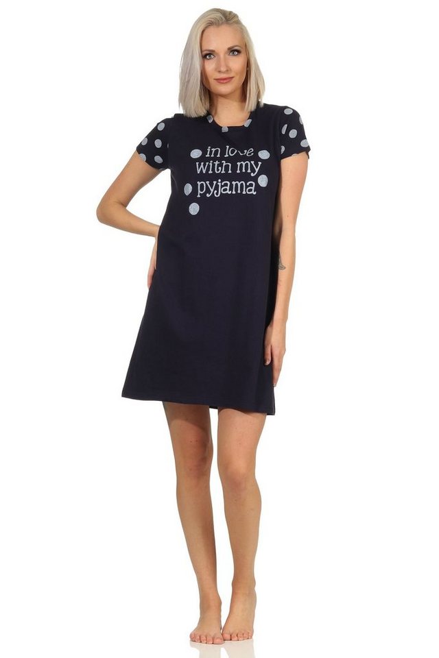 RELAX by Normann Nachthemd Süßes Damen Nachthemd kurzarm "in love with my pyjama" Punkte-Optik von RELAX by Normann