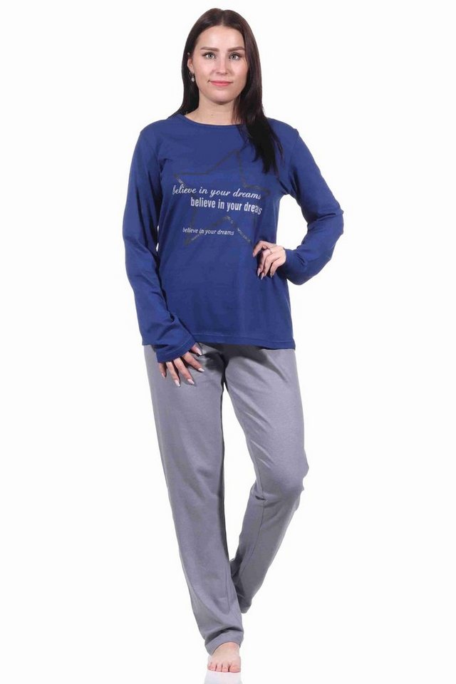 RELAX by Normann Pyjama Damen Pyjama langarm Schlafanzug in Sterne Optik - 212 10 901 von RELAX by Normann