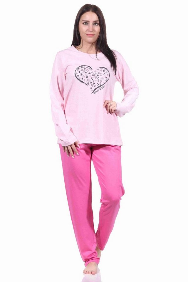 RELAX by Normann Pyjama Damen Pyjama langarm Schlafanzug mit Herzmotiv - 212 10 904 von RELAX by Normann