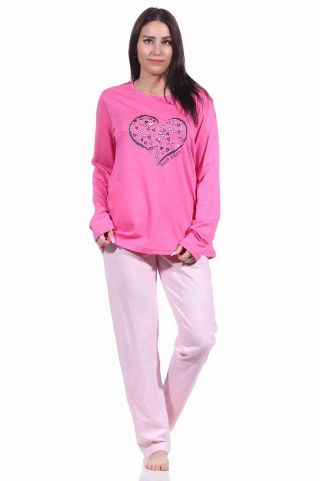 RELAX by Normann Pyjama Damen Pyjama langarm Schlafanzug mit Herzmotiv - 212 10 904a von RELAX by Normann