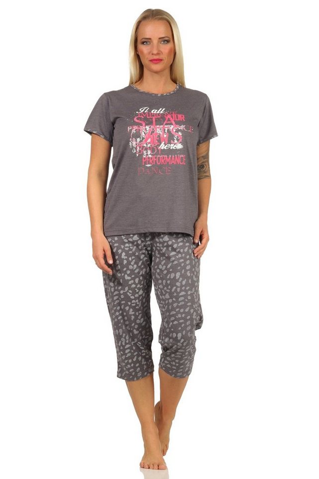 RELAX by Normann Pyjama Damen kurzarm Capri Schlafanzug mit tollem Frontprint und Caprihose von RELAX by Normann